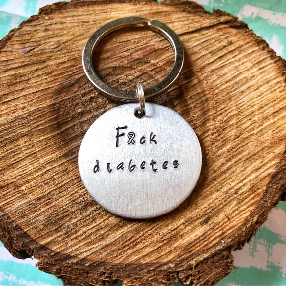 🆕 F*ck Diabetes handstamped Keychain - Picture 2 of 3